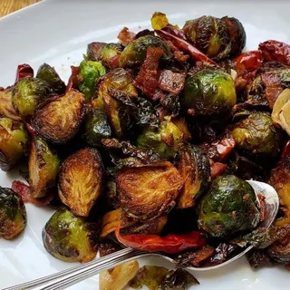 Dry Fried Brussel Sprouts