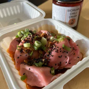 Dumplings + Sichuan Chili Crisp = yummy in my tummy!