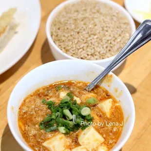 Mapo Tofu with Crab ($11.75 lunch portion) - silky tofu, crab, garlic, ginger, green onions. Good!