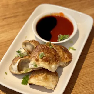 Pork and shrimp pan fried handmade dumplings
