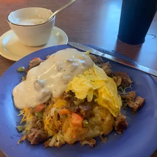 Henry's Scramble with a side of country gravy.