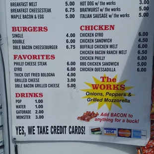 a menu for a restaurant