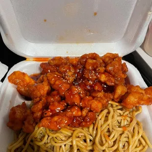 Kids sesame chicken with noodles vs rice
