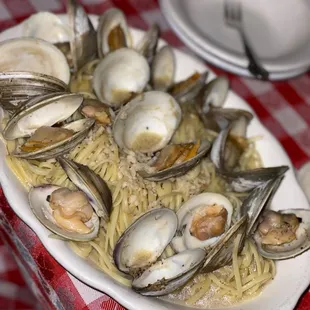 Linguine with white sauce clams. It was so delicious and the clams were pretty big.
