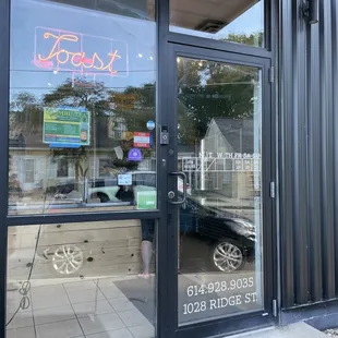 the front door of a restaurant