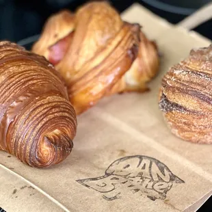 a croissant and a pastry