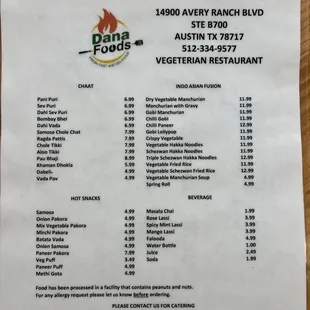 menu