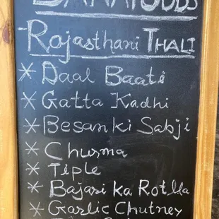 Rajasthani Thali menu