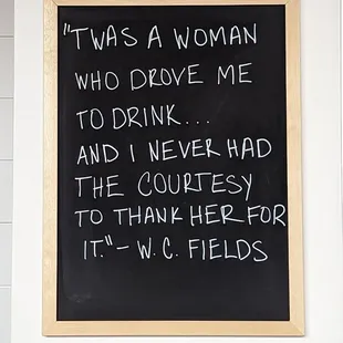 a chalkboard with a quote on it