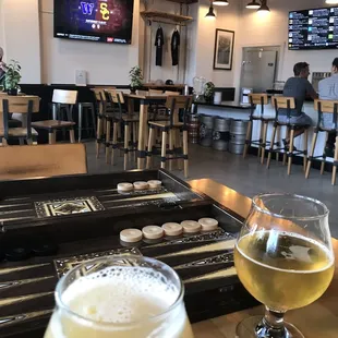 Brews, TV, backgammon.