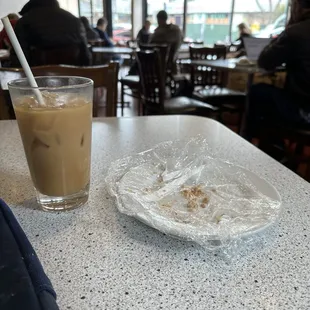 Thai iced coffee and demolished blueberry crumble cake (had to be eaten quickly and could not make the photo)