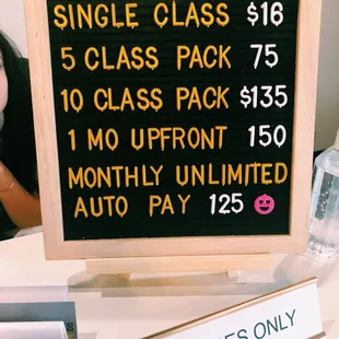 Class prices