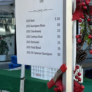 Pricing of Select Bottles at the Clement Street Farmers Market San Francisco
