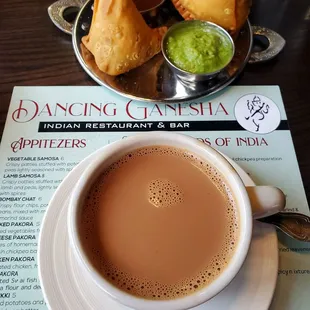 Masala Chai with Lamb Samosas