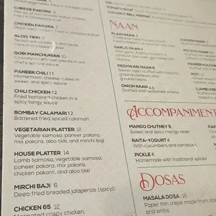menu