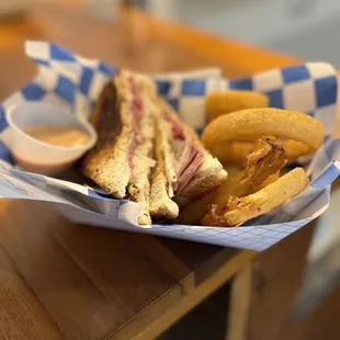 Chef Special | Pastrami on Rye with onion rings