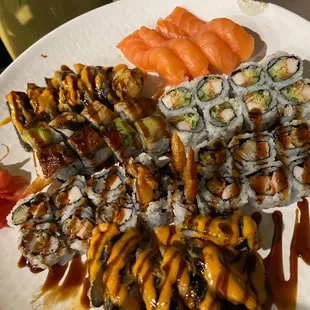 a variety of sushi on a plate