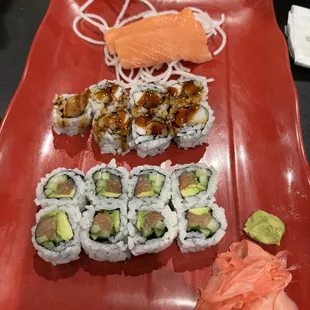 Shrimp Tempura Roll Salmon Wasabi  Ginger