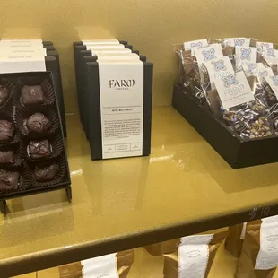 a variety of chocolates on display