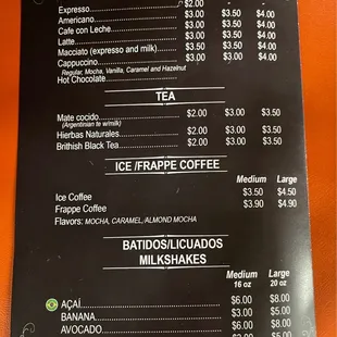 menu