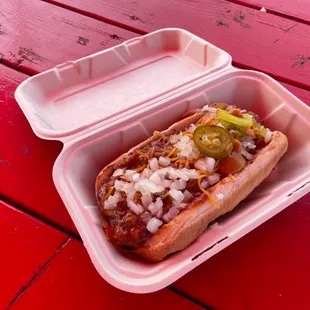 Chili dog with extras