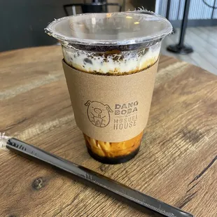 brown sugar milk tea, no boba, add oreo!