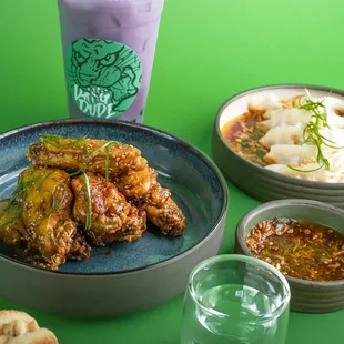 chicken wings and fried chicken, food