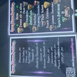 the menu and prices