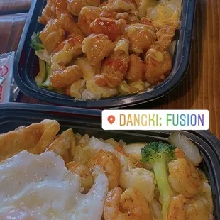 Mango Habanero Chicken (with spicy mayo &amp; teriyaki sauce)  Teriyaki Shrimp