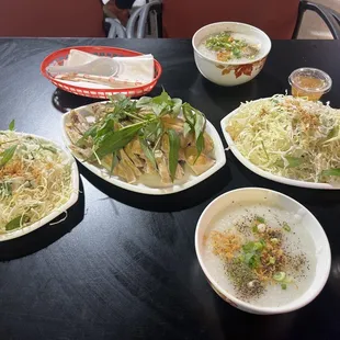 1/2 chicken, 2 chaos, and a salad (I ordered an extra salad)