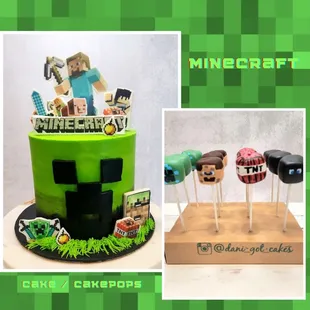 a cake made to look like minecraft