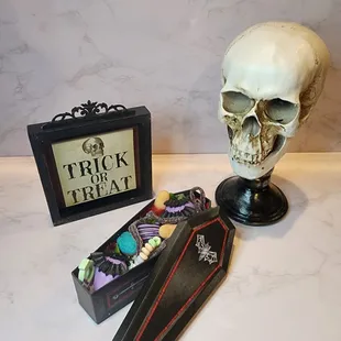 a skull and a coffin