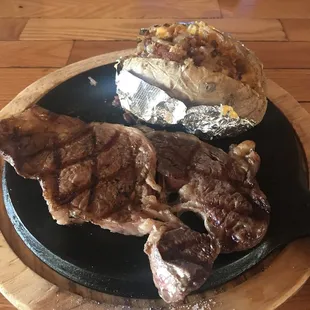 Ribeye and loaded baked potato