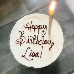 Red velvet keto cake (came with a slim gold candle). Super thoughtful! Thank you!