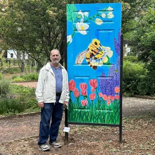 One of many Painted doors on display throughout the garden.