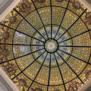Stained glass ceiling inside the main building