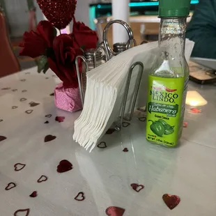 Table set up for Valentines