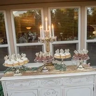 Fitzgerald party themed cupcake bar with custom made cupcake toppers from Danielle Roe Events.