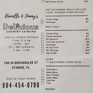 Menu photo