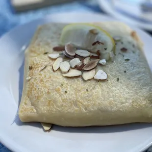 a slice of lemon and almond