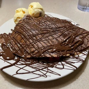 chocolate drizzle on a plate