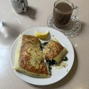 Crab and spinach crepe!! My favorite Eating now!! Yum Yum!! Like I said... I came all the way here from Davis...to eat this crepe!