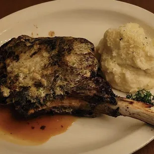 Bone in Rib-eye with garlic mashed potatoes