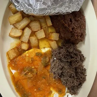 Huevos Rancheros Plate w/ Barbacoa. Soooo good!