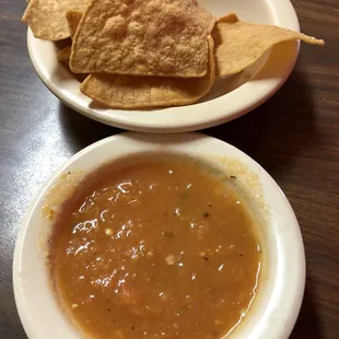Baked chips &amp; freshly made salsa.