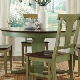 Dining table and chairs from John Thomas Custom Furniture at Daniels' Homeport Coastal Furnishings, OBX Furniture Store.