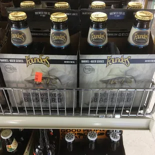 a rack of beer bottles