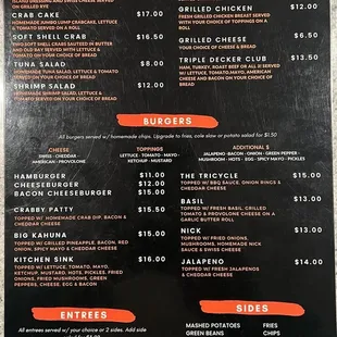 Menu - side b