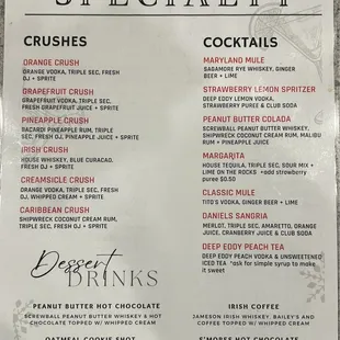Drink menu - side b
