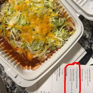 You can see the clear instructions I gave them and the food they gave me. It doesn&apos;t match up.
